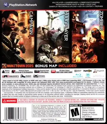 Call of Duty - Black Ops II (USA) (En,Es) (v1.09) (Disc) (Update) box cover back